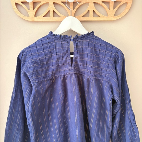 Maeve by Anthropology Reston Victorian Top Blue/Gold Sz Small - Picture 9 of 10